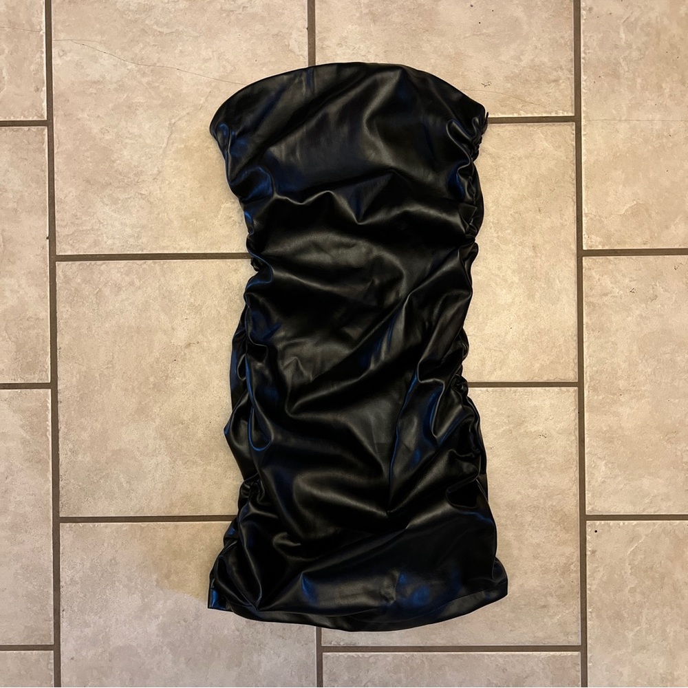 NWT Faux Leather Tube Mini Dress - Size XS